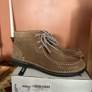 Birkenstock Pasadena High Chukka Boots Moccasins Taupe Suede Leather NEW Size 36